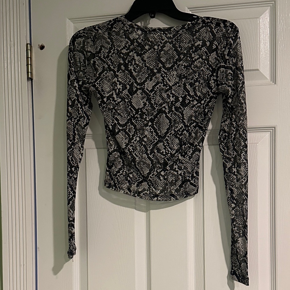 Garage Black and Gray Snake Print Crop Top